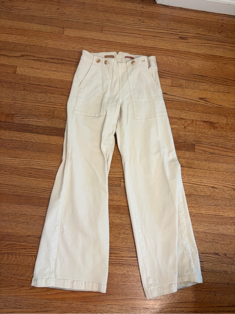 Pilcro Wide-Leg High-Rise Pants in Cream